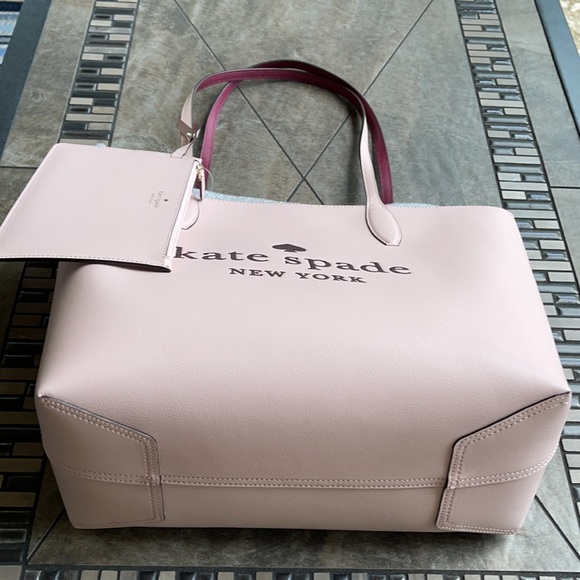 Kate Spade purse and wallet glitter on tote ROSE SMOKE reversible - Picture 2 of 13